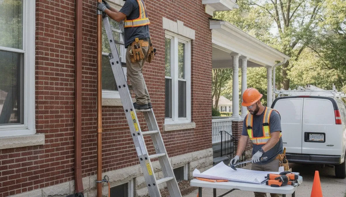 Fort Wayne, IN plumber repairing a residential plumbing line for plumbing service coverage