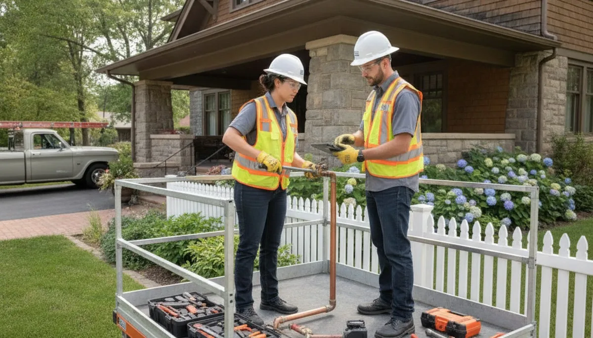 Fort Wayne, IN plumber repairing a residential pipe for plumbing service