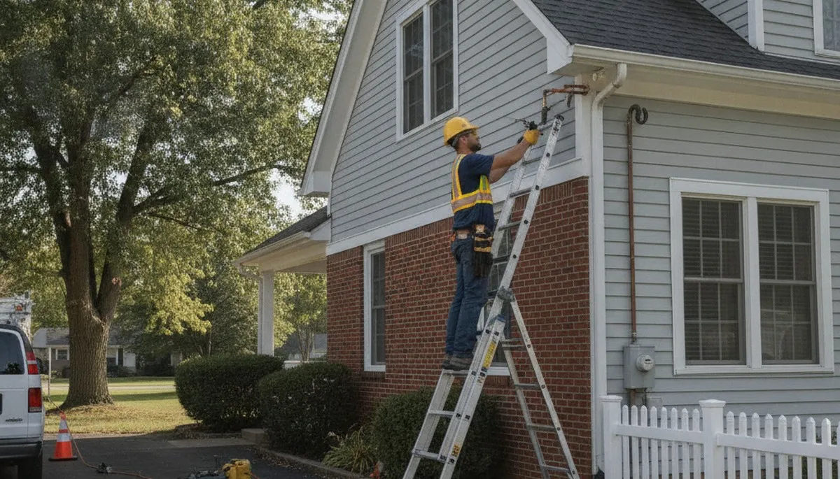 Fort Wayne, IN plumber repairing a residential plumbing leak for local service call