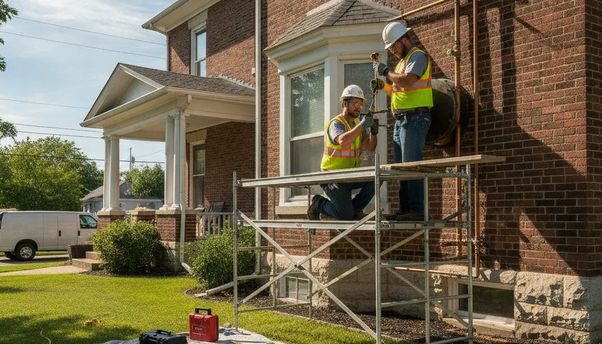 Fort Wayne, IN plumber repairing a plumbing leak for residential service call