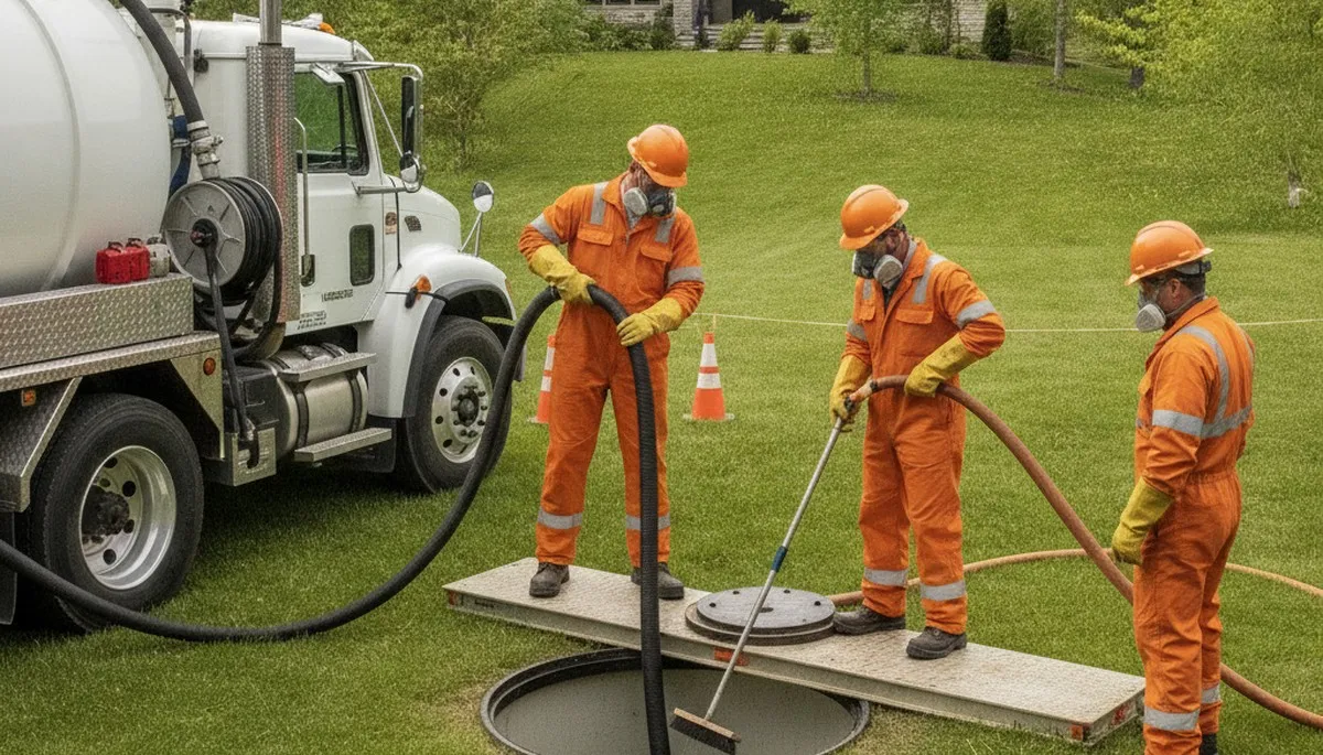 Fort Wayne, IN plumber cleaning a septic tank for residential plumbing service