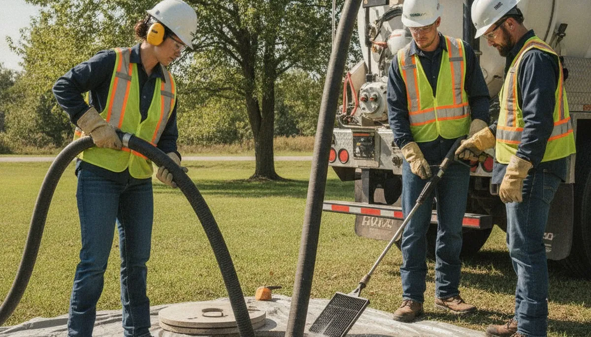 Fort Wayne, IN plumber cleaning septic tank for reliable home sewer maintenance